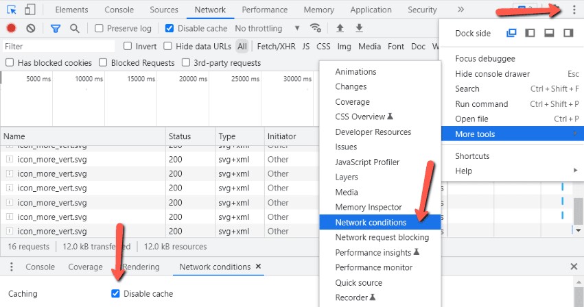 Disable cache