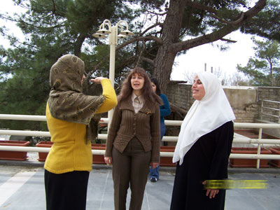 Trainees doing exercises - Trainee Eeman  Hairan (right) - Trainee Roula  Sakakini (middle) - Trainee Kadeja  AL mourabet (left)