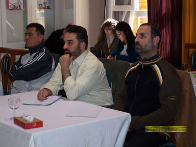 Trainees during course - Dr. Mustafa  Al-Aaraj (right) - Trainee Muhamad  Zabadieh - Trainee Ahmad  Esfinjeh