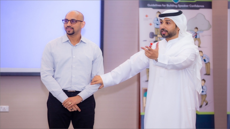 Training presentations by trainees under the supervision of trainer Faisal Bin Huraiz