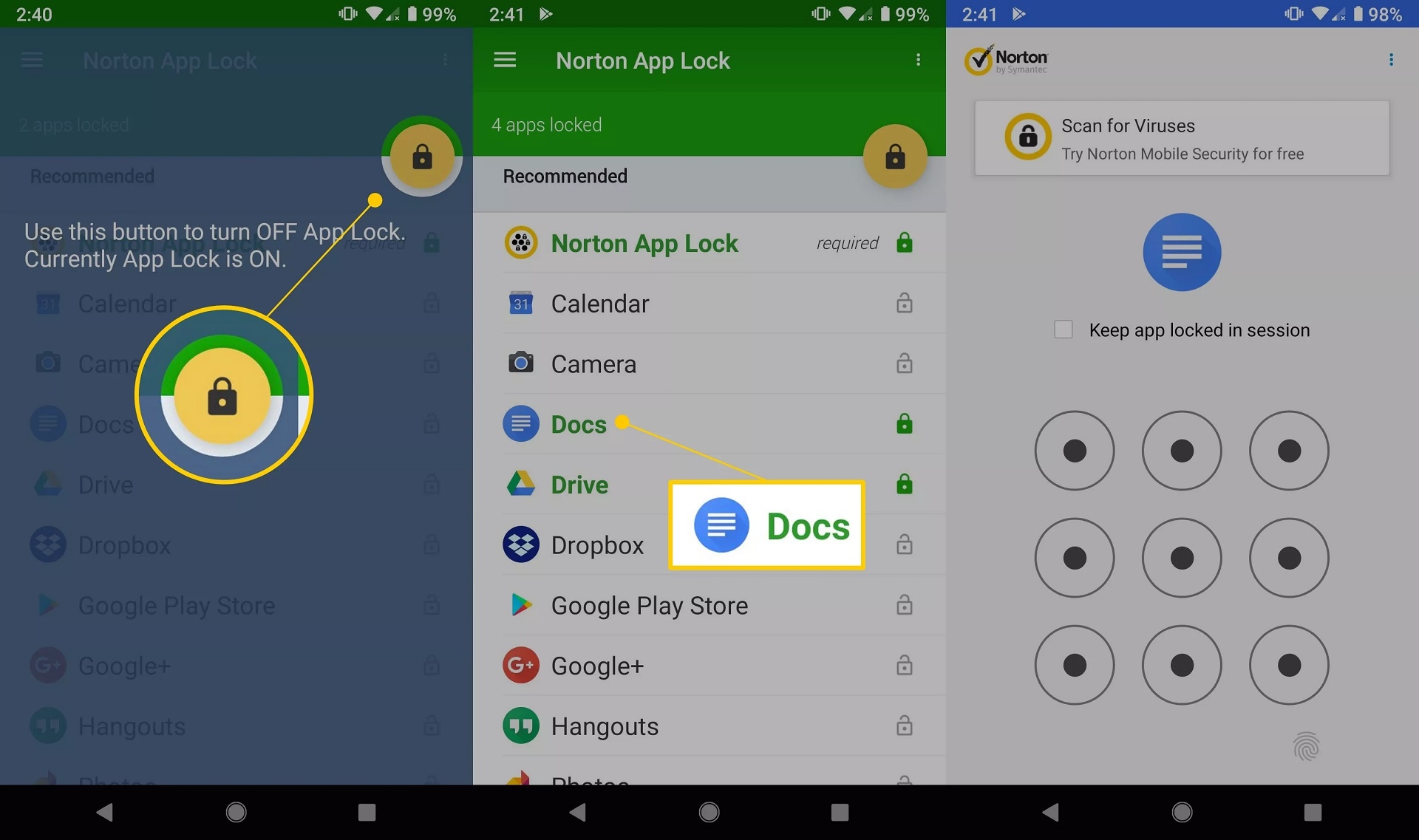 كيفية تعيين كلمة المرور للتطبيقات باستخدام تطبيق Norton App Lock في أندرويد كيفية تعيين كلمة المرور للتطبيقات باستخدام تطبيق Norton App Lock في أندرويد