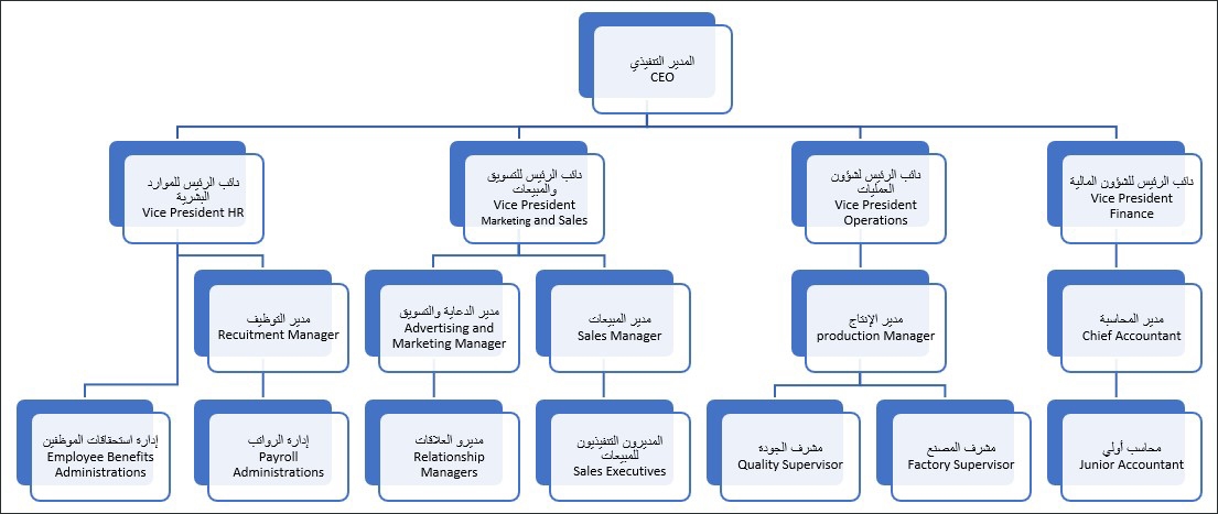 الهيكل الإداري هيكل تنظيمي لشركة صغيرة Doc