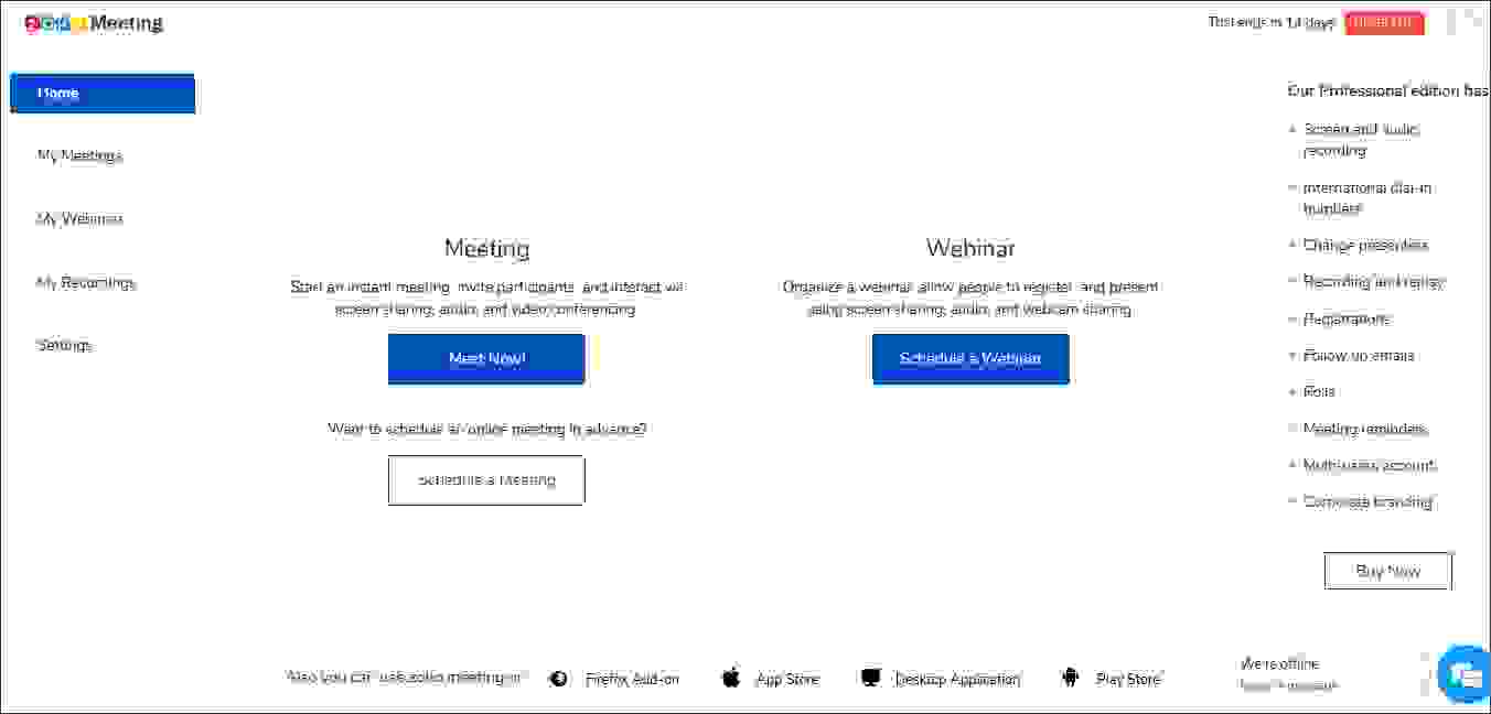 واجهة اجتماعات زوهو Zoho Meeting
